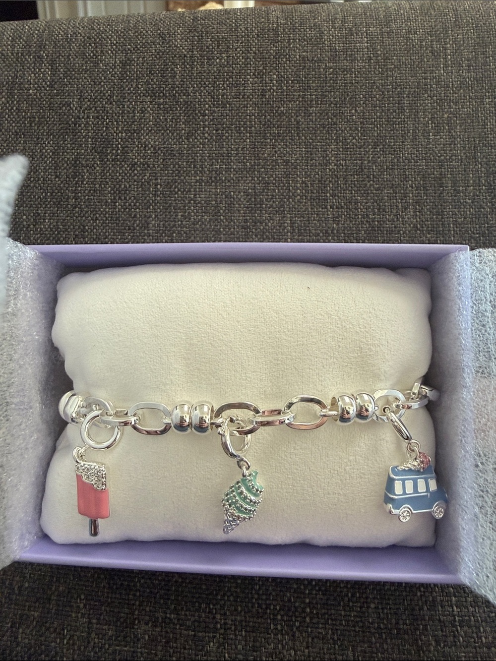 Bomb Party Charmelier Charm Bracelet with Ice Cream, Seashell & Camper